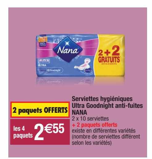 serviettes hygiéniques ultra goodnight anti-fuites nana