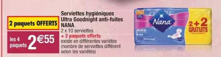 serviettes hygiéniques ultra goodnight anti-fuites nana