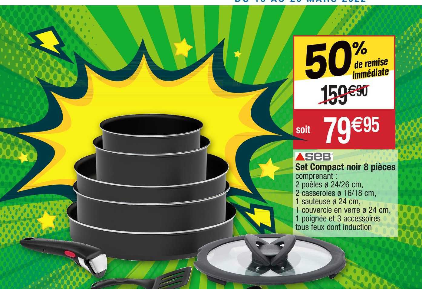 Set Compact Noir 8 Pièces Seb