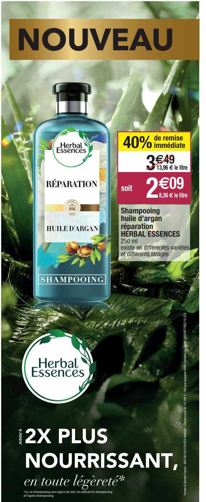 shampooing huile d'argan réparation hérbal essences