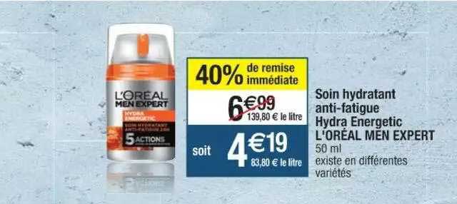 soin hydratant anti-fatigue hydra energetic l'oréal men expert