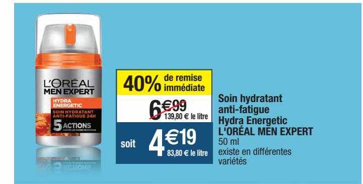soin hydratant anti-fatigue hydra energetic l'oréal men expert