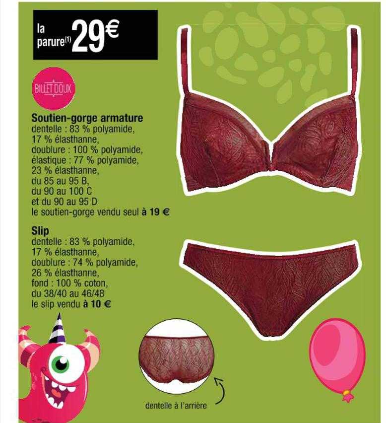 soutien-gorge armature, slip