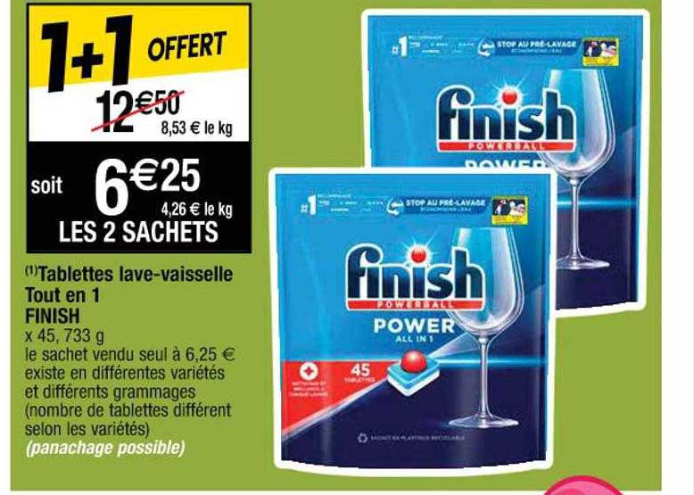 tablette lave-vaisselle tout en 1 finish