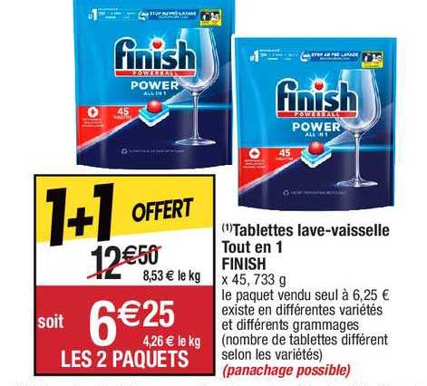tablettes lave-vaisselle tout en 1 finish