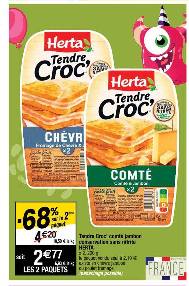 Tendre Croc' Comté Jambon Conservation Sans Nitrite Herta