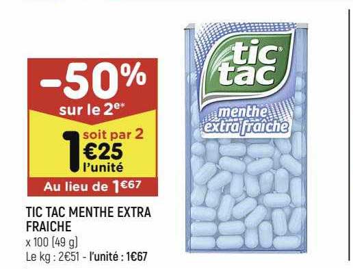 tic tac menthe extra fraîche