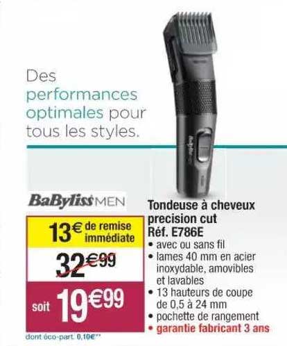 tondeuse à cheveux précision cut babyliss men
