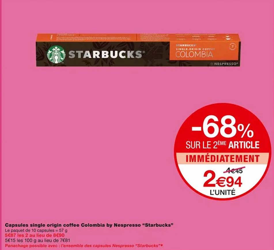 capsules single origin coffee colombia by nespresso "starbucks"