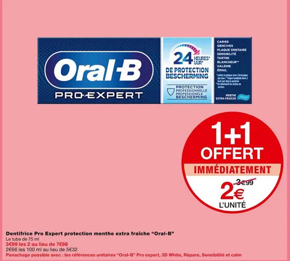 dentifrice pro expert protection menthe extra fraîche "oral-b"