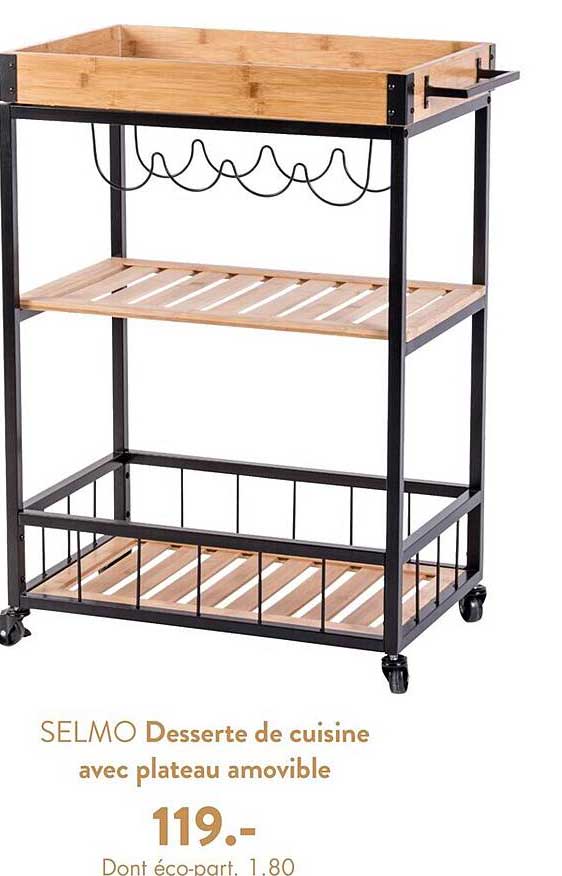 Desserte De Cuisine Avec Plateau Amovible Selmo
