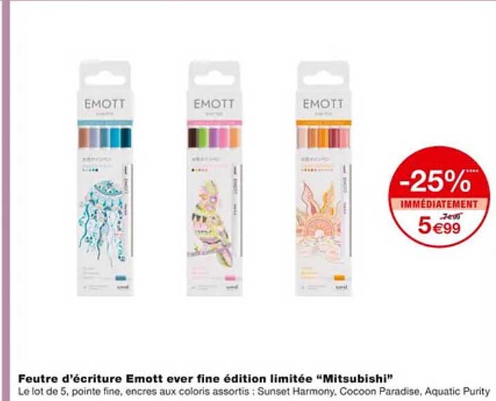Feutre D'écriture Emott Ever Fine édition Limitée "mitsubishi"