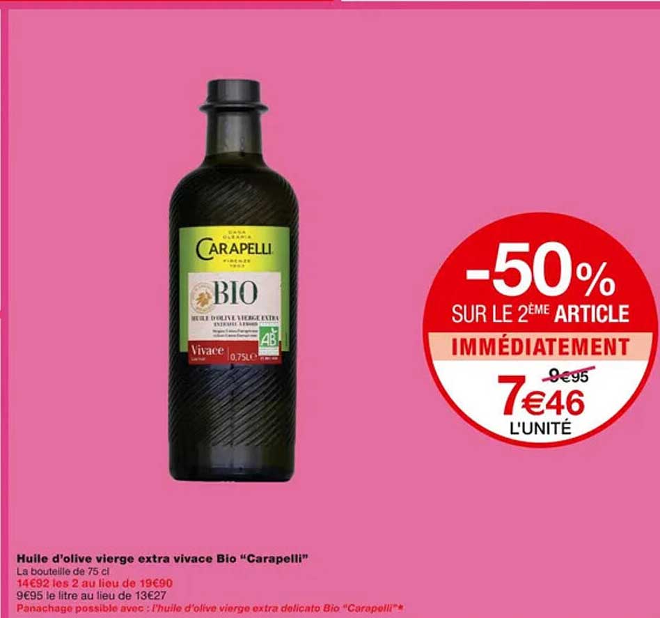 huile d'olive vierge extra vivace bio "carapelli"