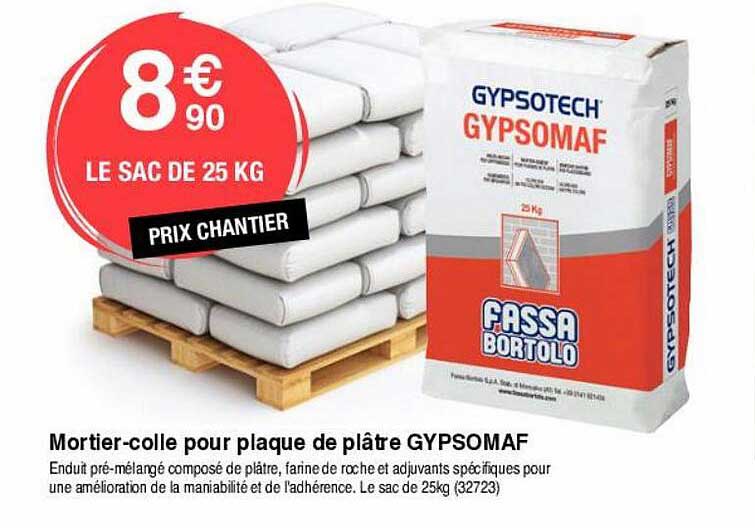 mortier-colle pour plaque de plâtre gypsomaf