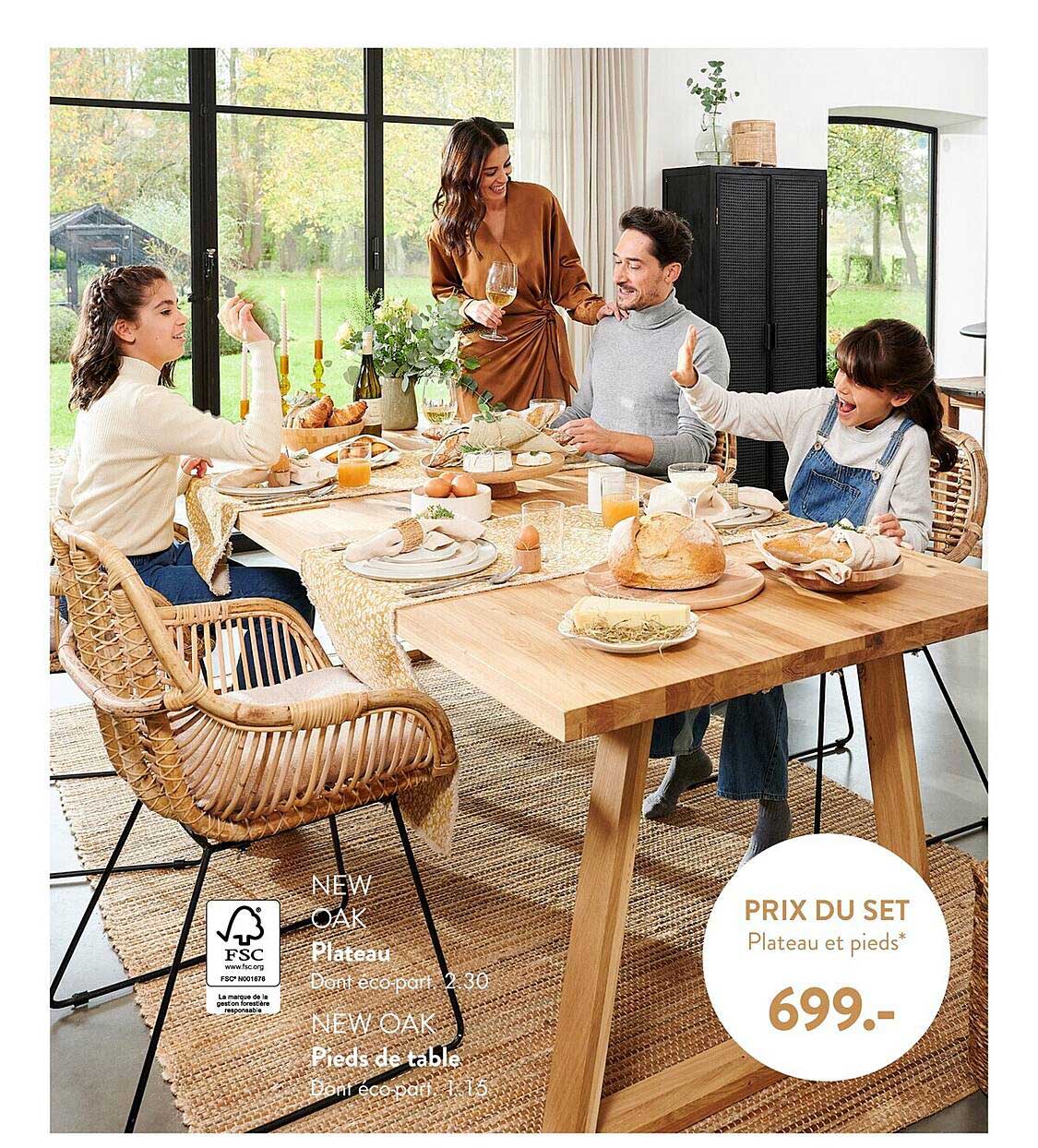 plateau new oak, pieds de table new oak