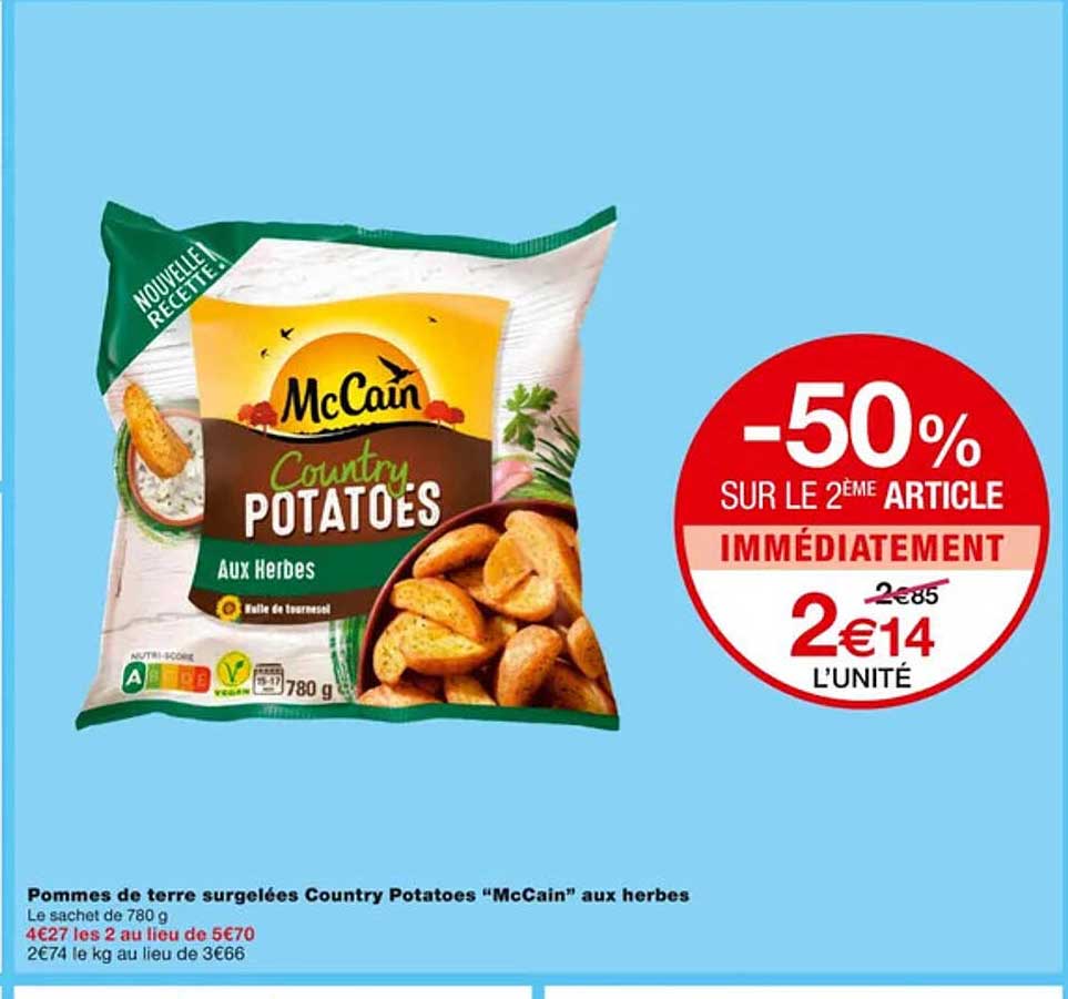 pommes de terre surgelées country potatoes "mc cain" aux herbes