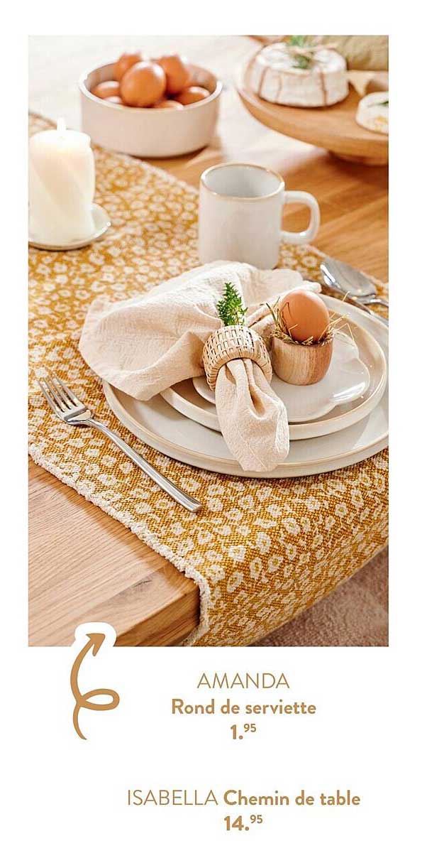 rond de serviette amanda, chemin de table isabella