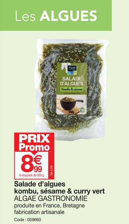 salade d'algues kombu, sésame é curry vert algae gastronomie