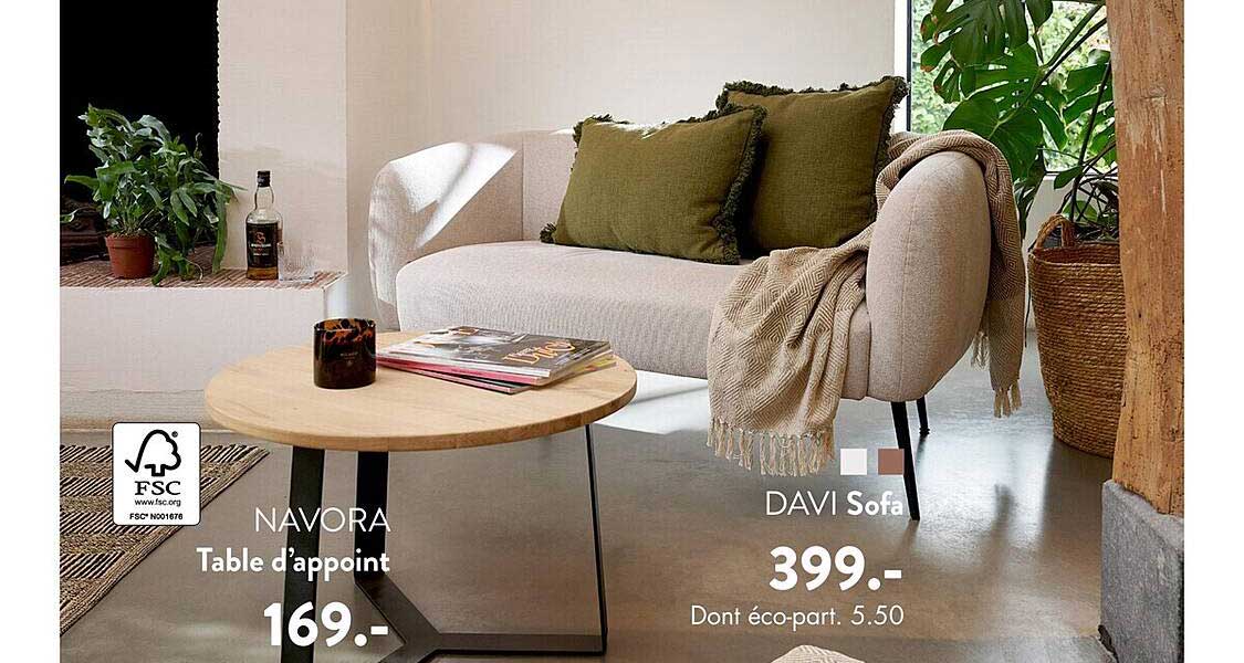 table d'appoint navora, sofa davi