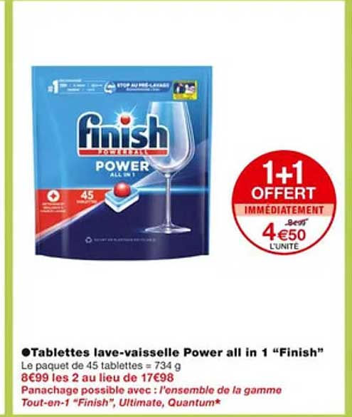 tablettes lave-vaisselle power all in 1 "finish"
