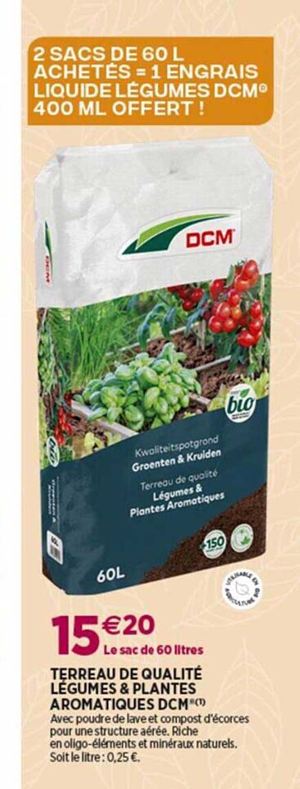 terreau de qualité légumes & plantes aromatiques dcm