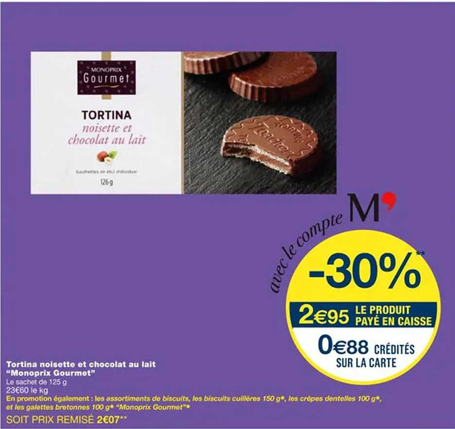 Tortina Noisette Et Chocolat Au Lait "monoprix Gourmet"