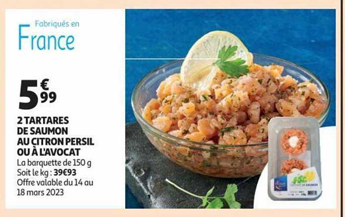 2 tartares de saumon au citron persil ou à l'avocat