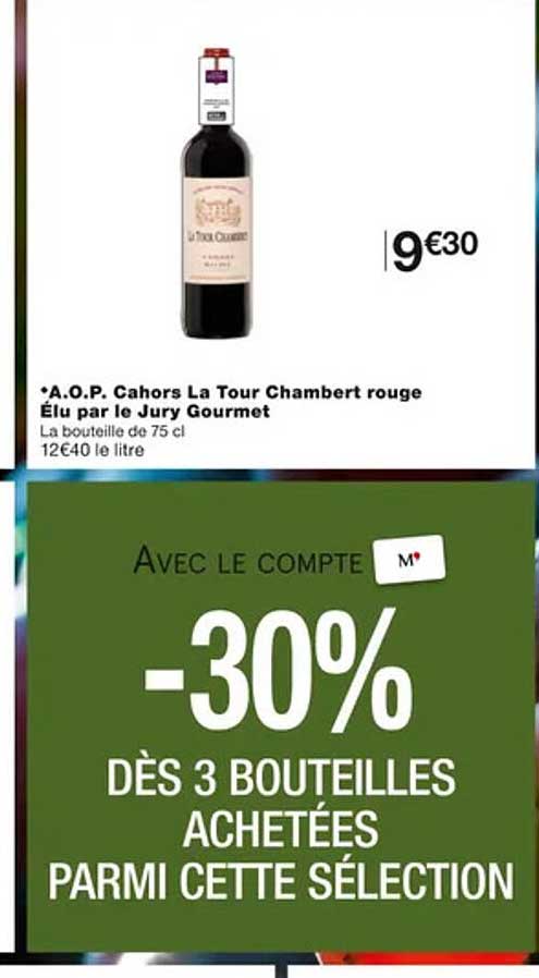 a.o.p. cahors la tour chambert rouge élu par le jury gourmet