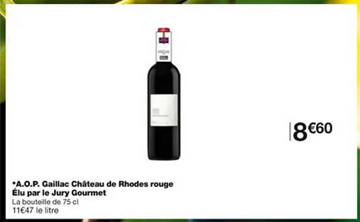 a.o.p. gaillac château de rhodes rouge élu par le jury gourmet