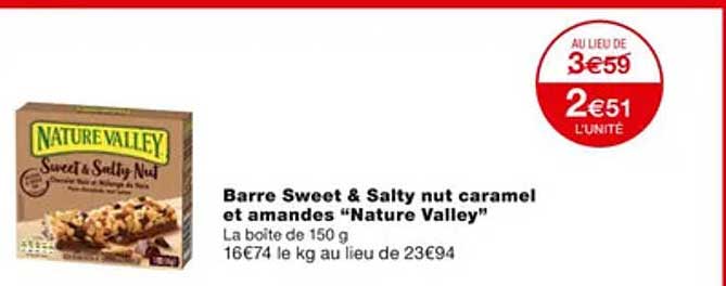 barre sweet & salty nut caramel et amandes "nature valley"
