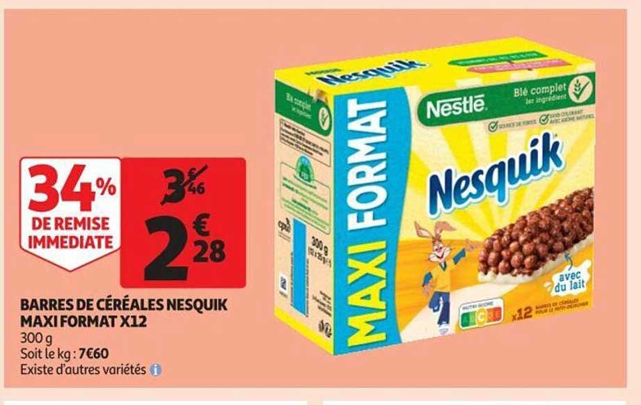 barres de céréales nesquik maxi format x 12