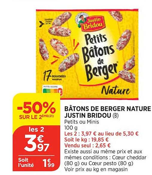 bâtons de berger nature justin bridou