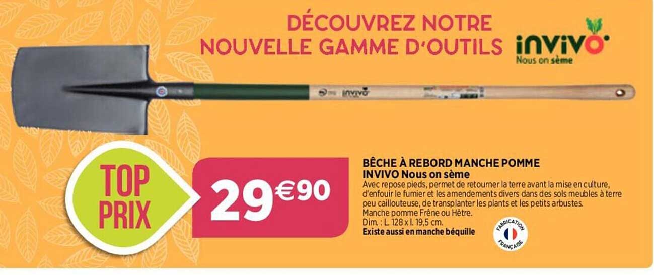 bêche à rebord manche pomme invivo nous en sème