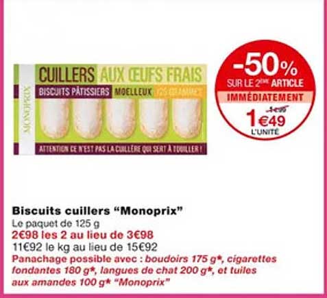 biscuits cuillers "monoprix"