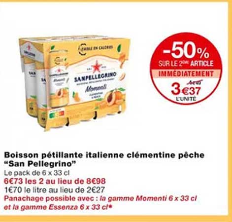 boisson pétillante italienne clémentien pêche "san pellegrino"