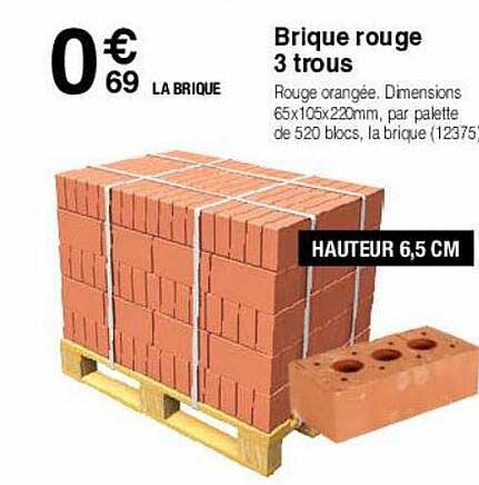 brique rouge 3 trous