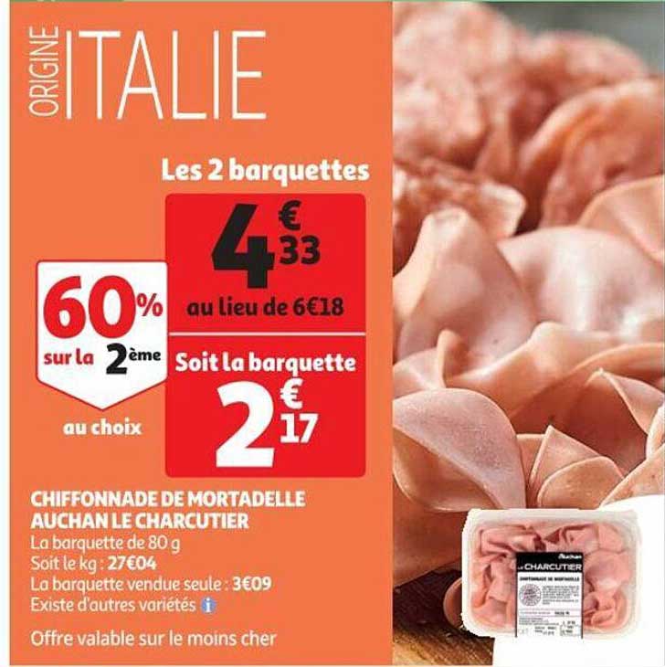 Chiffonnade De Mortadelle Auchan Le Charcutier
