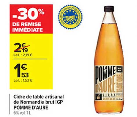 Cidre De Table Artisanal De Normandie Brut Igp Pomme D'aure
