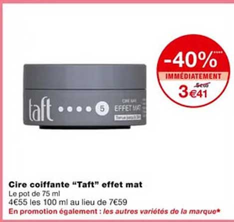 cire coiffante "taft" effet mat