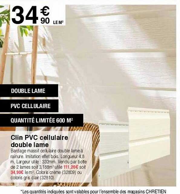 clin pvc cellulaire double lame