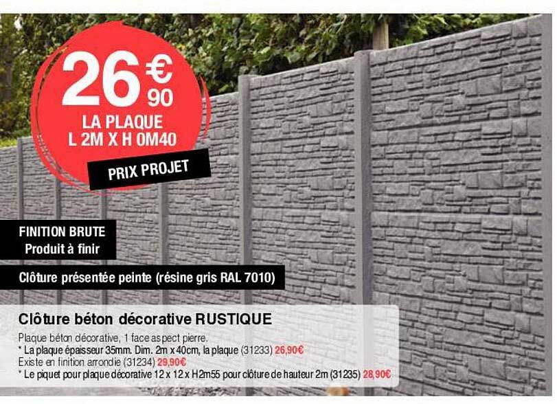 clôture béton décorative rustique