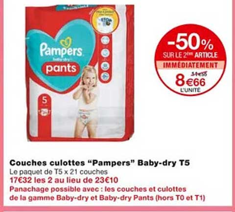 couches culottes "pampers" baby-dry t5