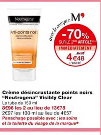 crème désincrustante points noirs "neutrogena" visibly clear