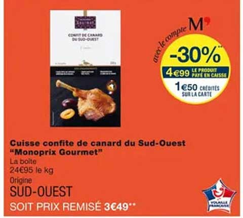 cuisse confite de canard du sud-ouest "monoprix gourmet"