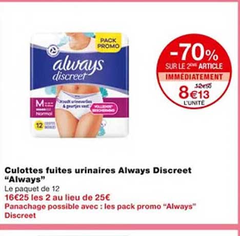 Culottes Fuites Urinaires Always Discreet "always"