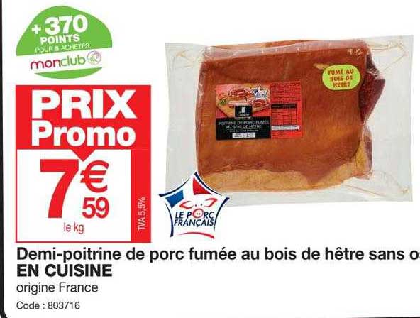 demi-poitrine de porc fumée au bois de hêtre sans os en cuisine