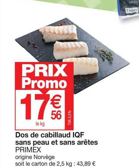 dos de cabillaud iqf sans peau et sans arêtes primex