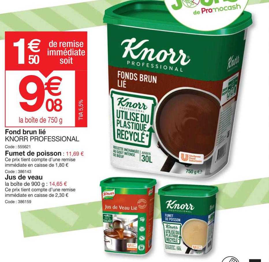 fond brun lié knorr professional, fumet de poisson knorr professional, jus de veau knorr professional