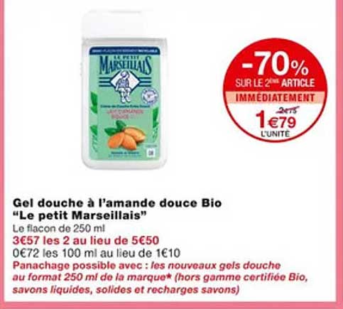 gel douche à l'amande douce bio "le petit marseillais"