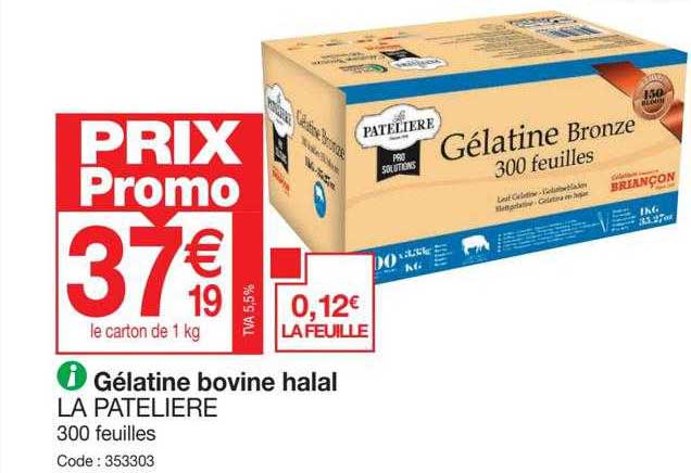 Gélatine Bovine Halal La Patelière